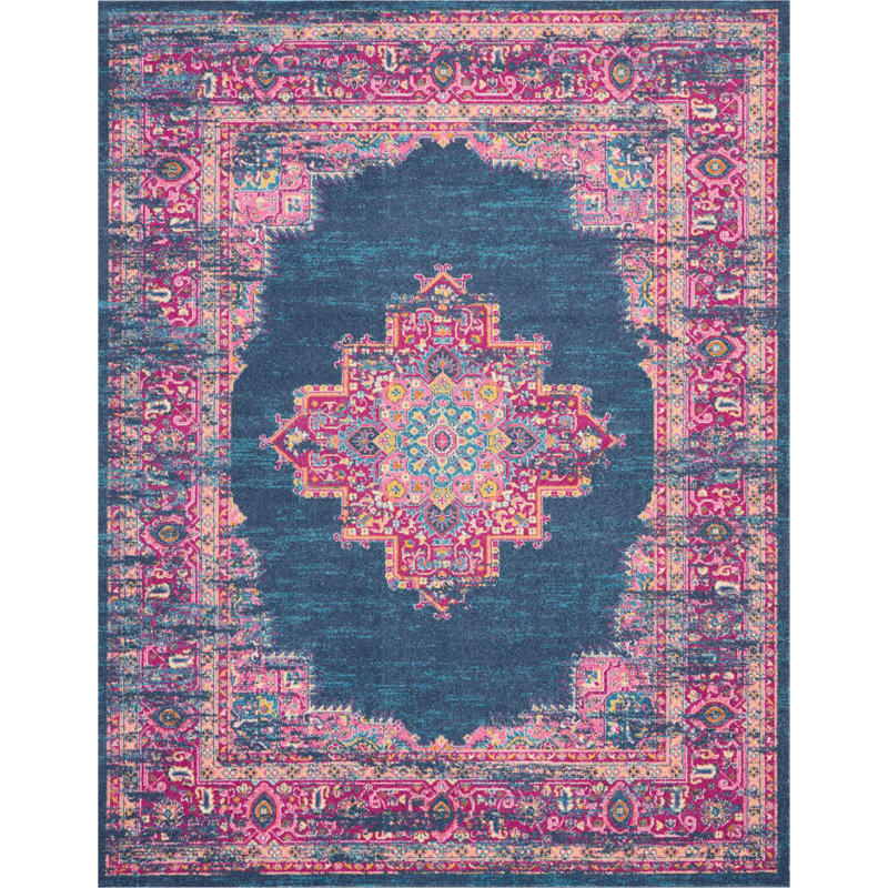 Mercury Row® Abbate Oriental Navy Blue/Pink Area Rug & Reviews